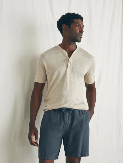 Faherty Essential Linen Short (6.5" Inseam) In Washed Black