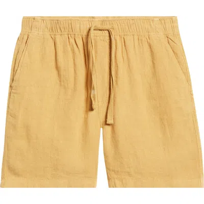 Faherty Essential Linen Shorts In Yellow