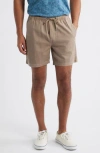 Faherty Essential Stretch Cotton Drawstring Shorts In Brown