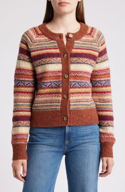 Faherty Fair Isle Wool Blend Cardigan In Orchard Fairisle