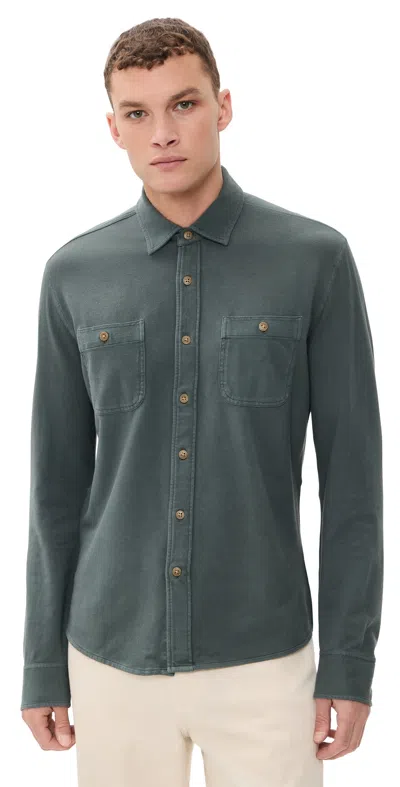 Faherty Field Knit Shirt Forest Trail In Green