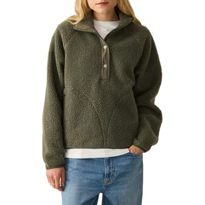 Faherty Fireside Fleece Pullover Jacket In Green