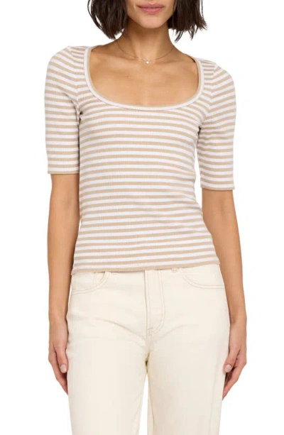 Faherty Freestyle Rib Knit T-shirt In Neutral Desi Stripe