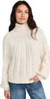 Faherty Frost Cable Knit Alpaca Sweater Cream In Cream