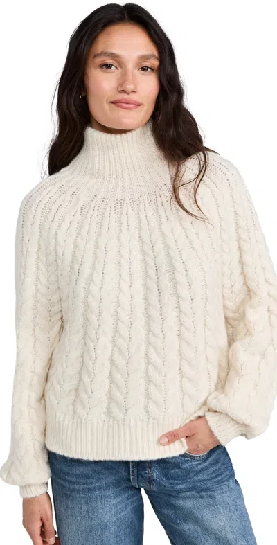 Faherty Frost Cable Knit Alpaca Sweater Cream
