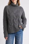 Faherty Frost Cable Stitch Turtleneck Alpaca Blend Sweater