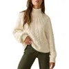 Faherty Frost Cable Stitch Turtleneck Alpaca Blend Sweater