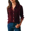 Faherty Genevieve Stretch Velvet Button-up Shirt In Red