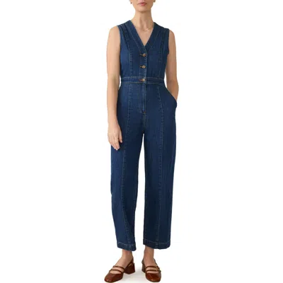 Faherty Giselle Sleeveless Denim Jumpsuit In Blue