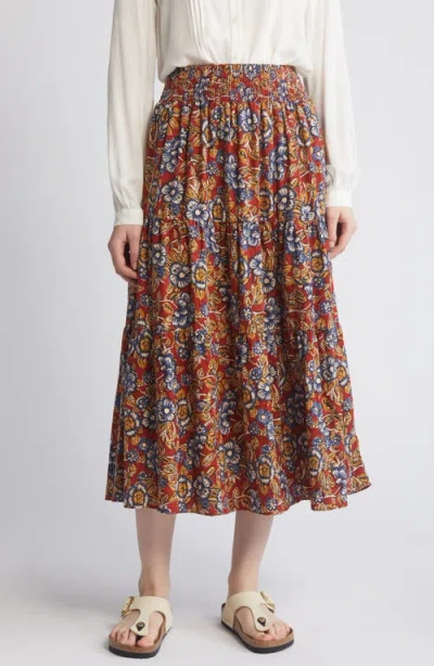 Faherty Harlow Floral Linen Blend Maxi Skirt In Red Desert Bloom