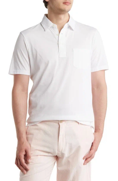 Faherty Heather Stretch Polo In White