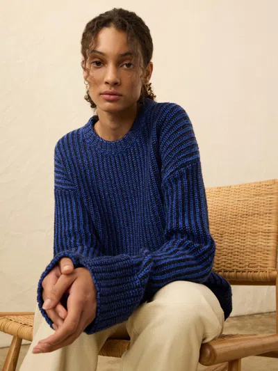 Faherty Heirloom Cotton Relaxed Crew Sweater In Blue