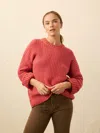 Faherty Heirloom Cotton Relaxed Crew Sweater In Pink