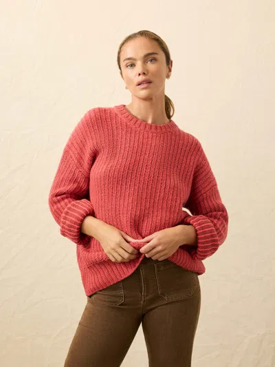 Faherty Heirloom Cotton Relaxed Crew Sweater In Pink