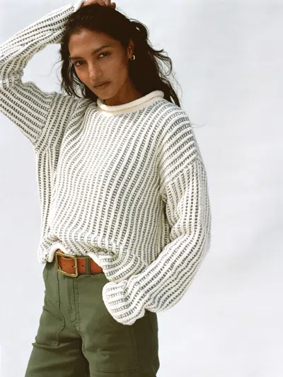Faherty Heirloom Cotton Rollneck Sweater In White