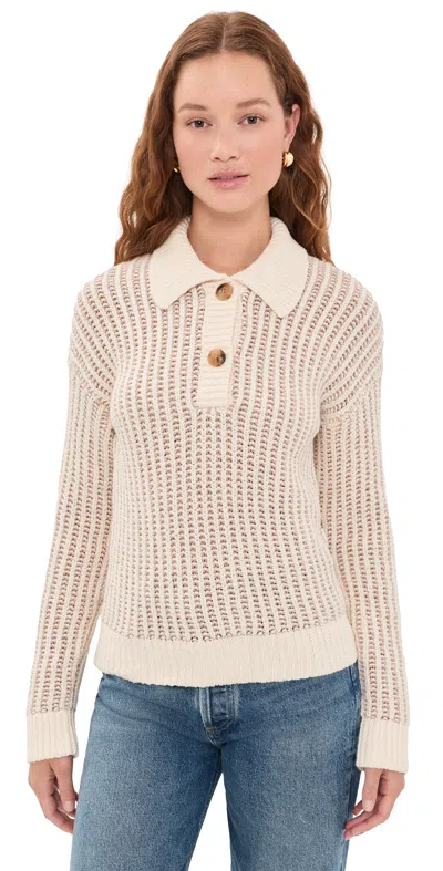 Faherty Heirloom Cotton Sweater Polo Cream