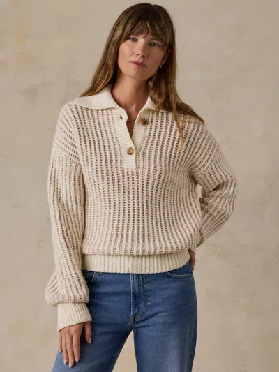 Faherty Heirloom Cotton Sweater Polo In Cream