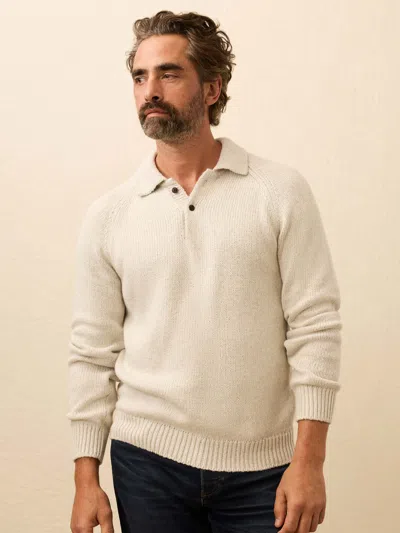 Faherty Heirloom Long-sleeve Sweater Polo In White