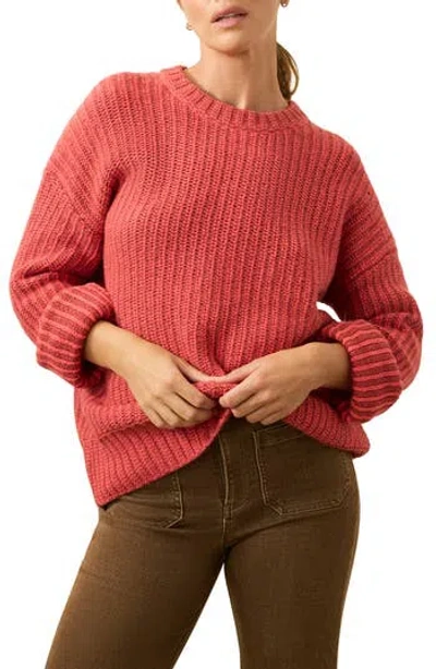Faherty Heirloom Organic Cotton Blend Crewneck Sweater In Red