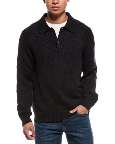 Faherty Heirloom Polo Sweater In Black