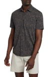Faherty Short Sleeve Hemp Blend Camp Shirt Charcoal Tropic Trees In Charcoal Tropic