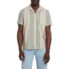 Faherty Short Sleeve Hemp Blend Camp Shirt Forest Isle Stripe In Forest Isle Stripe