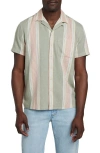 Faherty Short Sleeve Hemp Blend Camp Shirt Forest Isle Stripe In Forest Isle Stripe