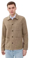 Faherty Herringbone Studio Jacket Khaki Herringbone In Brown