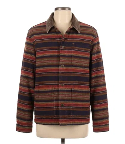 Faherty High Ridge Twill Studio Jacket In Night Time Fire Stripe In Animal Print