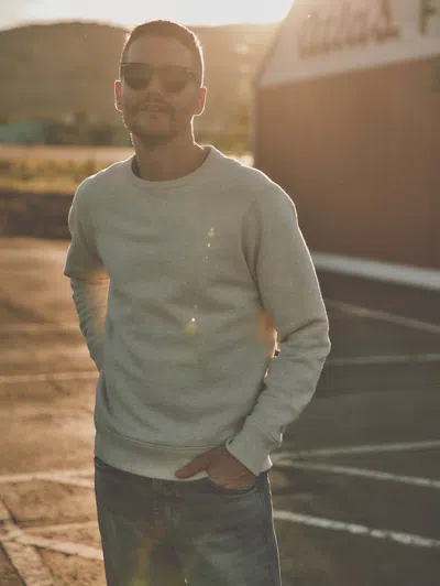 Faherty High Standard Fleece Crewneck T-shirt In Antique Ivory Heather