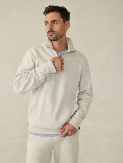 Faherty High Standard Fleece Quarter Zip In Antique Ivory Heather