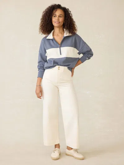 Faherty High Standard Fleece Quarter Zip In Blue Coast Stripe