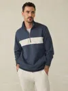 Faherty High Standard Fleece Quarter Zip In Blue Nights Surf Stripe