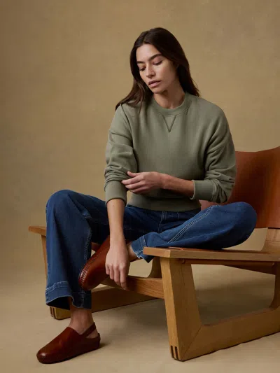 Faherty High Standard Fleece Vintage Crew In Green