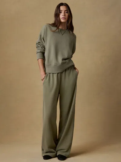 Faherty High Standard Fleece Wide Leg Sweatpant In Green