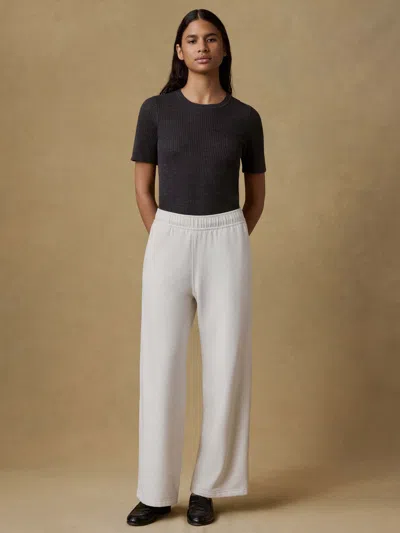 Faherty High Standard Fleece Wide Leg Sweatpant In White