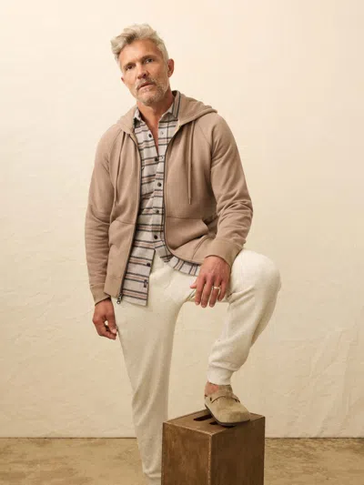 Faherty High Standard Fleece Zip Hoodie In Brown