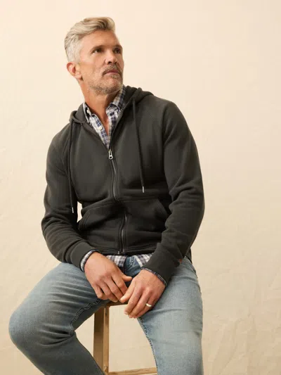 Faherty High Standard Fleece Zip Hoodie In Black