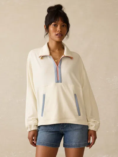 Faherty High Tide Terry Anorak Hoodie In White