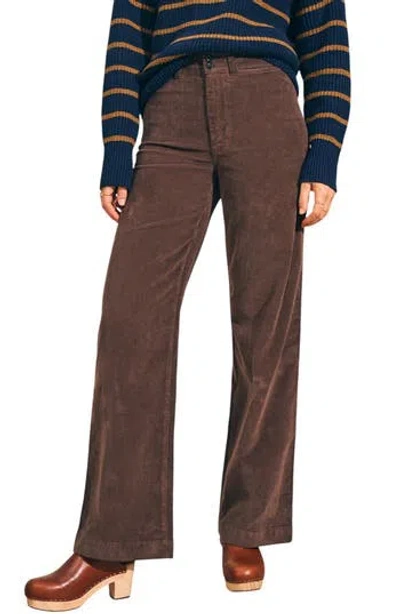 Faherty High Waist Corduroy Wide Leg Pants In Brown