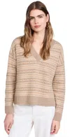 Faherty Highland Fair Isle V Neck Sweater Sugar Cookie Fairisle In Sugar Cookie Fairisle