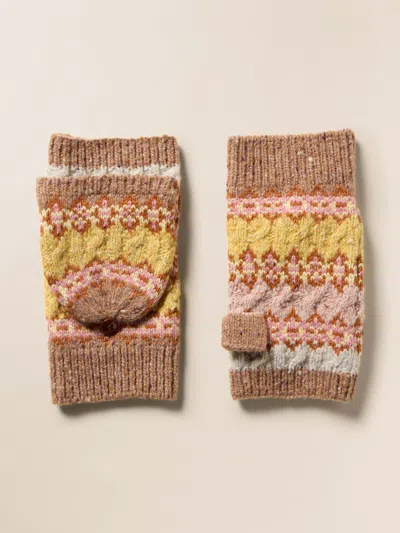 Faherty Highland Fairisle Pop Top Mitten In Brown