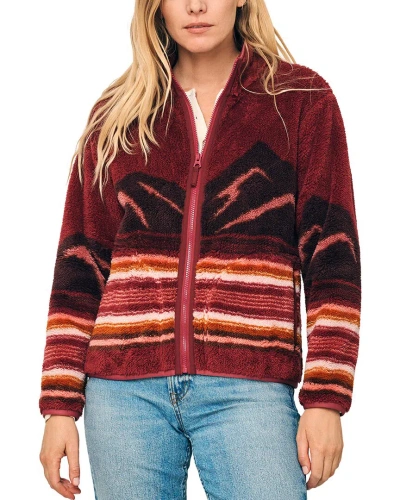 Faherty Hp Fleece Mountain Sunrise Jacket In Red
