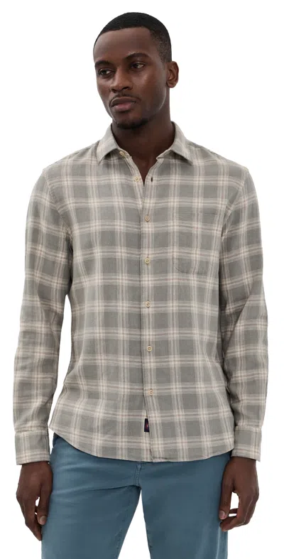 Faherty Hunting Island Shirt Shore Sage Plaid In Gray