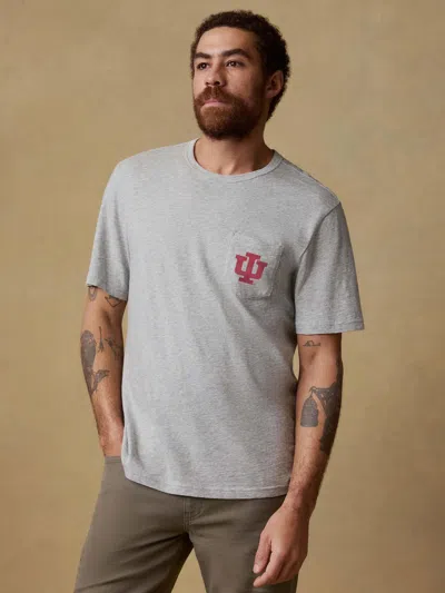 Faherty Indiana University Sunwashed Regenerative Pocket T-shirt In Gray