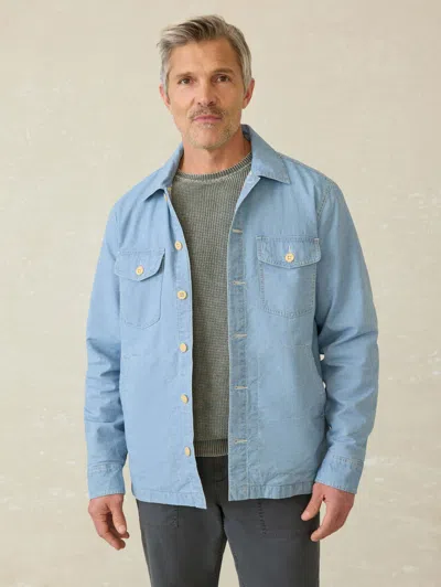 Faherty Indigo Herringbone Shirt Jacket In Blue Haven Wash