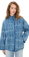 Faherty Indigo Quilted Patchwork Jacket Akola Blockprint In Brown