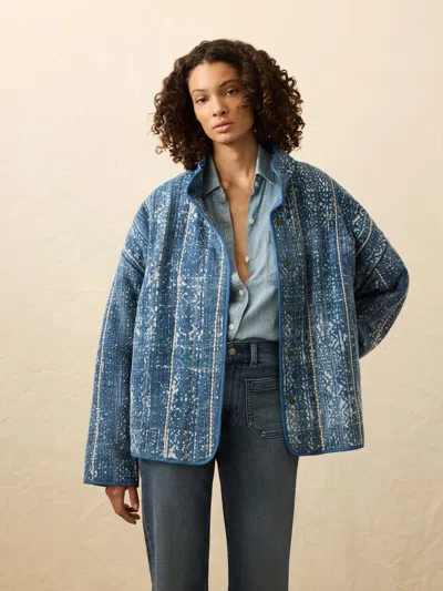 Faherty Indigo Quilted Patchwork Jacket In Blue