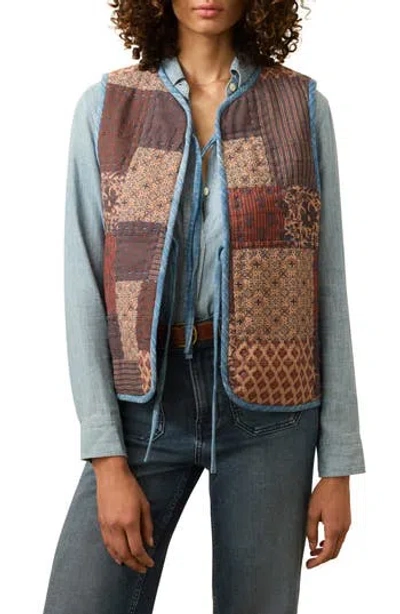 Faherty Indigo Quilted Patchwork Vest In Multi
