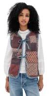 Faherty Indigo Quilted Patchwork Vest Indra Patchwork In Multi